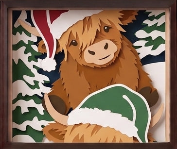3D STACKING HIGHLAND COW TRIO SET CHRISTMAS SHADOW BOX SVG