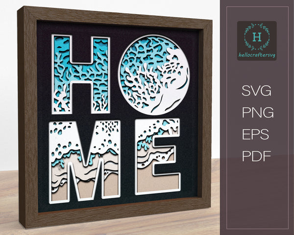 3D BEACH HOME SVG, Sea Home Shadow Box Svg, Home Svg, Cricut Files, Cardstock Svg, Silhouette Files - HelloCrafterSvg-22