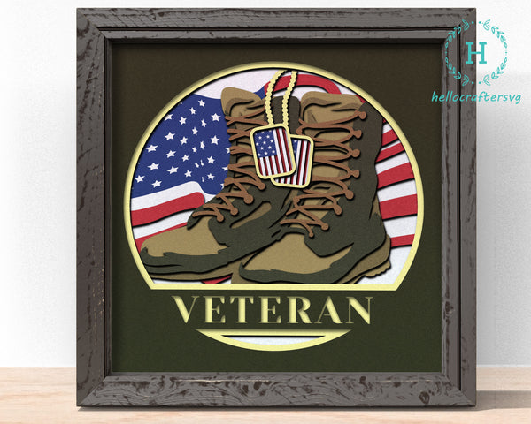 3D ARMY BOOTS Svg, CUSTOMISABLE ARMY BOOTS Shadow Box Svg