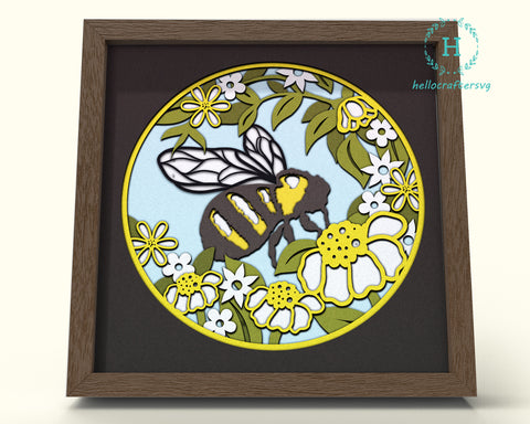 3D BUMBLE BEE Svg, Bumble BEE Shadow Box Svg - Cricut Files, Cardstock Svg, Silhouette Files - HelloCrafterSvg-11