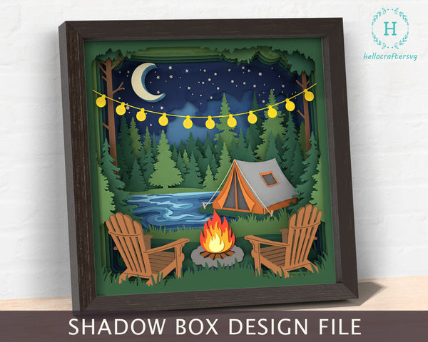 3D camping tent Shadow box Svg