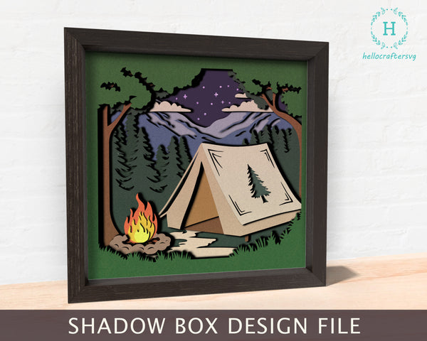 3D camping Shadow box Svg