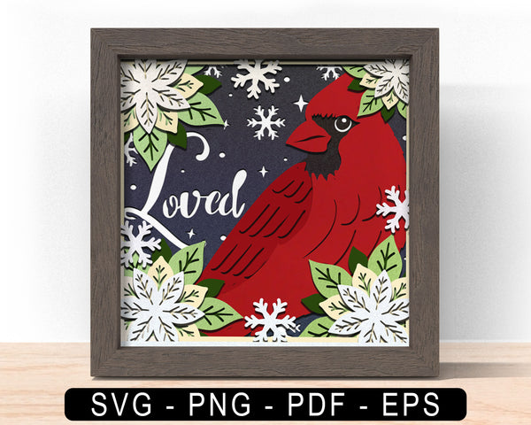 3d CARDINAL Svg, CHRISTMAS Shadow Box Svg