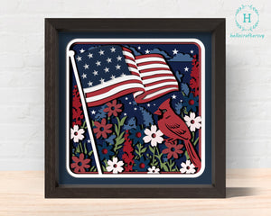 3d PATRIOTIC CARDINAL Shadow Box Svg