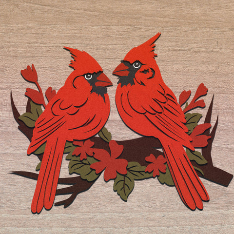 3d CARDINAL PAIR Svg, LAYERED CARDINAL PAIR Svg 