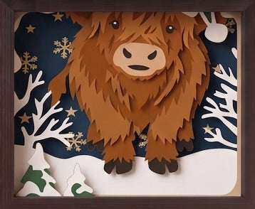 3D STACKING HIGHLAND COW TRIO SET CHRISTMAS SHADOW BOX SVG