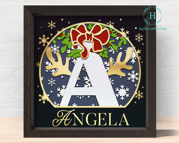 3D A to Z CHRISTMAS Customisable MONOGRAM Shadow Box Svg - Cricut Files, Cardstock Svg, Silhouette Files - HelloCrafterSvg.-221