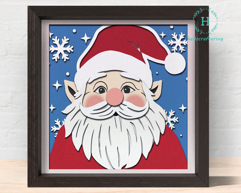 3D CHRISTMAS SANTA GNOME SVG, Christmas Shadow Box Svg