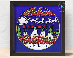  3d BEILEVE IN MAGIC Svg, CHRISTMAS Shadow Box Svg