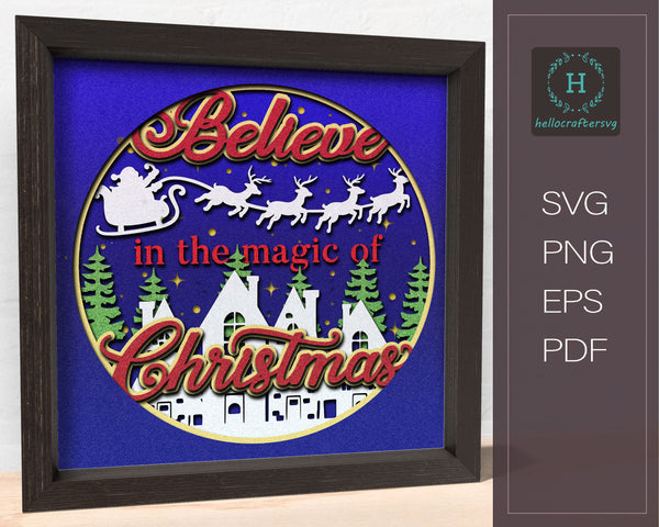  3d BEILEVE IN MAGIC Svg, CHRISTMAS Shadow Box Svg-22