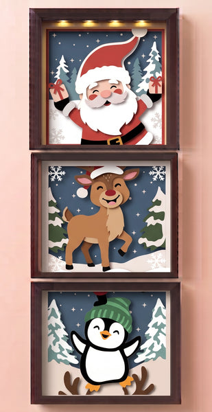 3D CHRISTMAS TRIO SET SHADOW BOX SVG