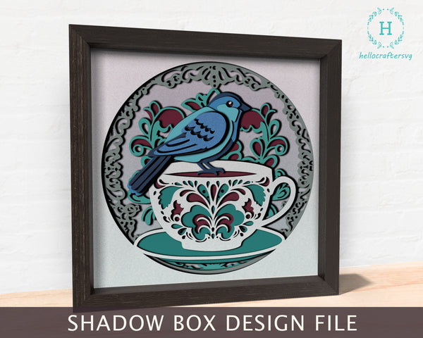 3D coffee lover Shadow Box svg