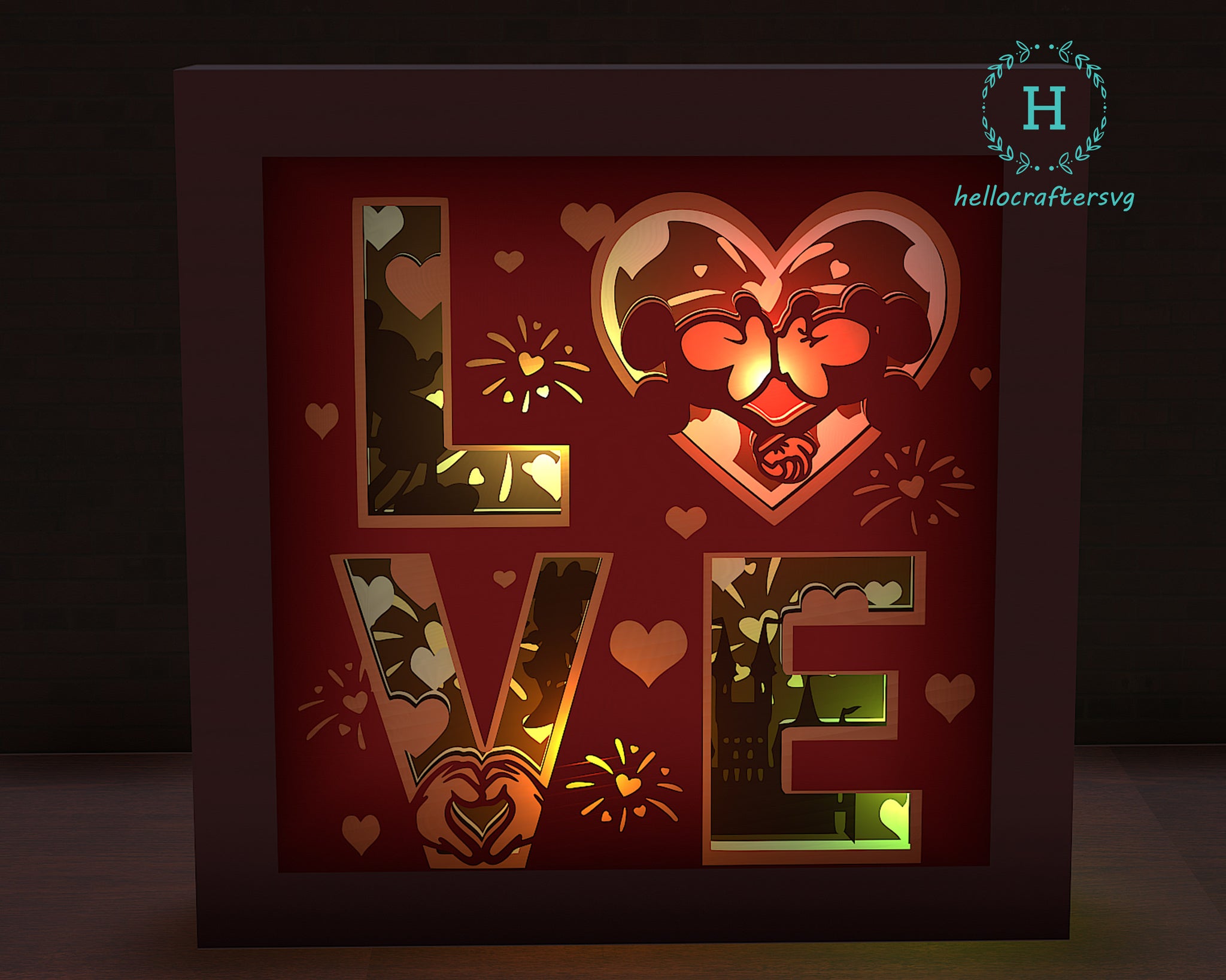 Valentine Cute Couple Love svg - VALENTINE Disney Shadow Light Box Svg