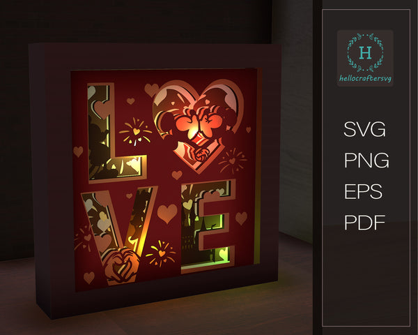 Valentine Cute Couple Love svg - VALENTINE Disney Shadow Light Box Svg22
