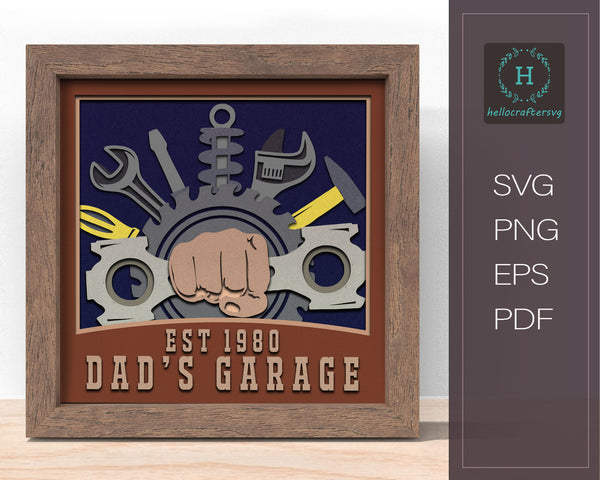 3D dad garage Svg, Customisable FATHER'S DAY Garage Shadow Box Svg -22