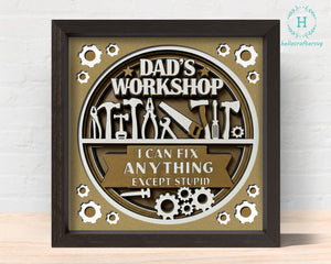3D Workshop dad Svg, Awesome FATHER'S DAY Shadow Box Svg