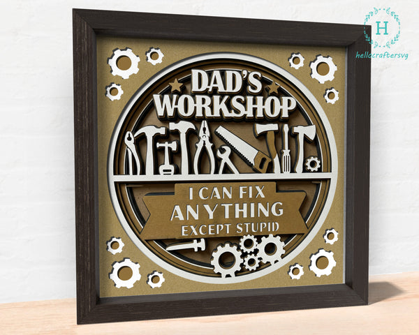 3D Workshop dad Svg, Awesome FATHER'S DAY Shadow Box Svg