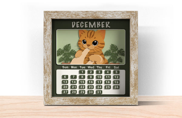 2026 CAT CALENDAR SHADOW BOX BUNDLE Svg - Cricut Files, Cardstock Svg, Silhouette Files - HelloCrafterSvg