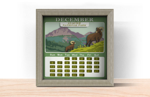 2026 NATIONAL PARK CALENDAR SHADOW BOX BUNDLE Svg - Cricut Files, Cardstock Svg, Silhouette Files - HelloCrafterSvg