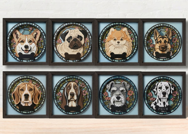 Dog bundle 2 Stained glass custom SHADOW BOX BUNDLE Svg - Cricut Files, Cardstock Svg, Silhouette Files - HelloCrafterSvg