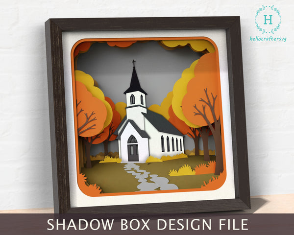 3D FALL CHURCH Shadow Box Svg