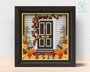 3D Customisable FALL door PUMPKIN Shadow Box Svg