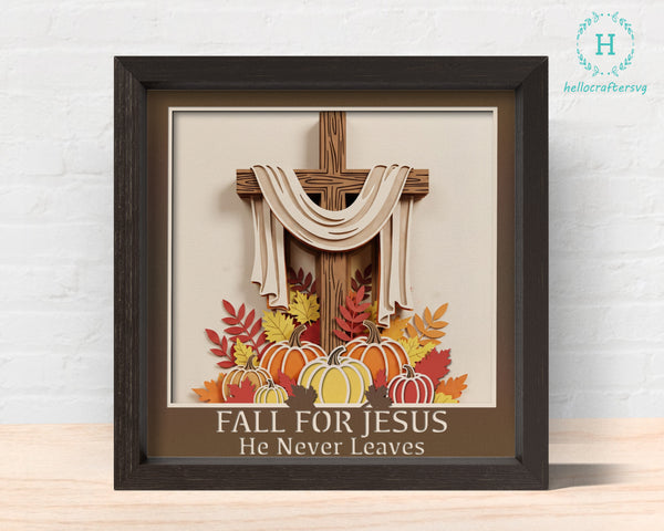 3D FALL FOR JESUS PUMPKIN Shadow Box Svg