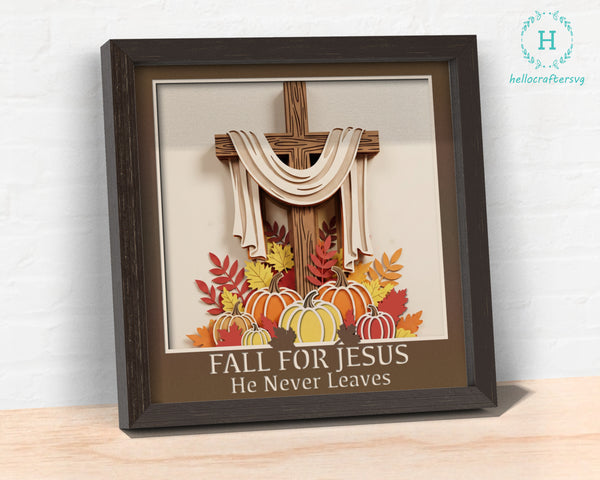 3D FALL FOR JESUS PUMPKIN Shadow Box Svg