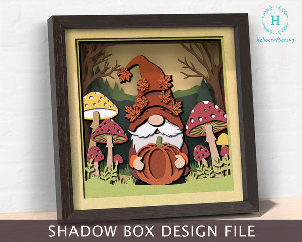 3D FALL GNOME PUMPKIN Shadow Box Svg