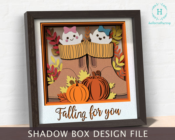 3D FALLING FOR YOU PUMPKIN Shadow Box Svg