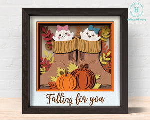 3D FALLING FOR YOU PUMPKIN Shadow Box Svg