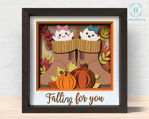 3D FALLING FOR YOU PUMPKIN Shadow Box Svg