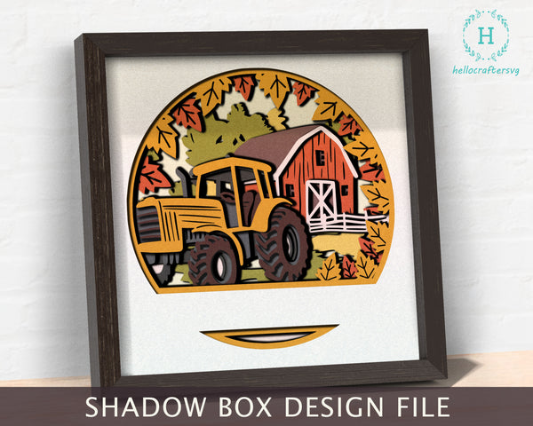 3D CUSTOMISABLE FALL TRUCK BARN Shadow Box Svg