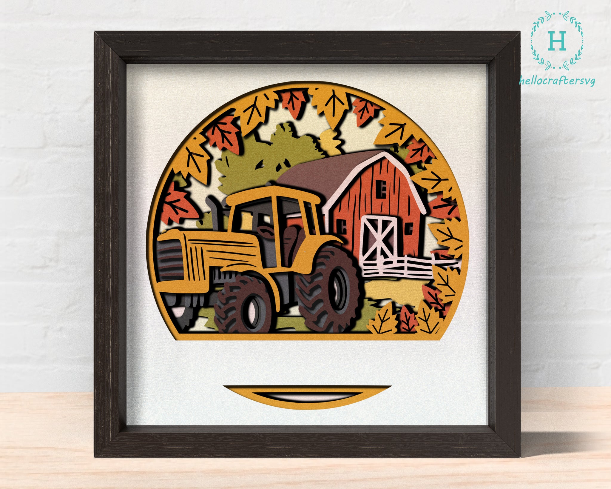 3D CUSTOMISABLE FALL TRUCK BARN Shadow Box Svg