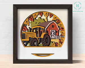 3D CUSTOMISABLE FALL TRUCK BARN Shadow Box Svg