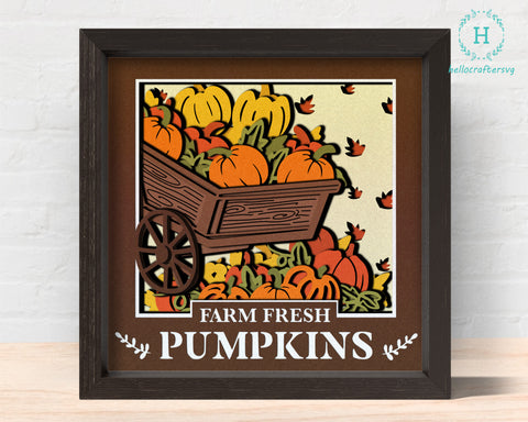 3D FARM FRESH PUMPKIN Shadow Box Svg 