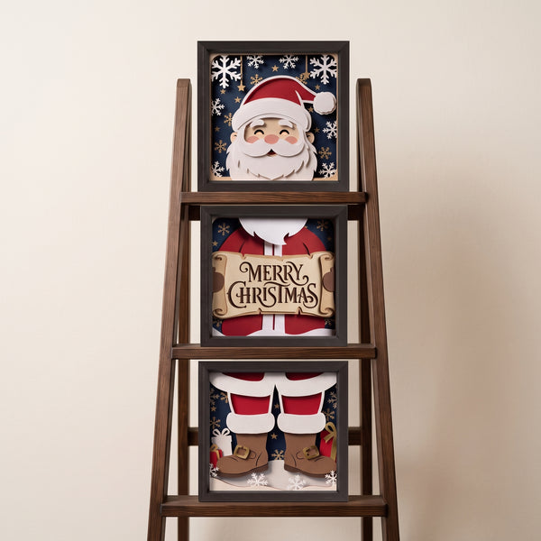 3D SANTA TRIPTYCH + BONUS SANTA SHADOW BOX SVG