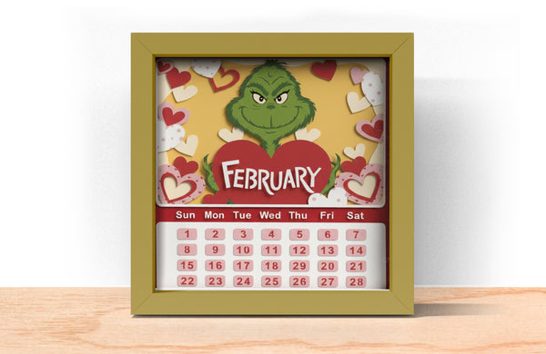 2026 GRINCH CALENDAR SHADOW BOX BUNDLE Svg - Cricut Files, Cardstock Svg, Silhouette Files - HelloCrafterSvg