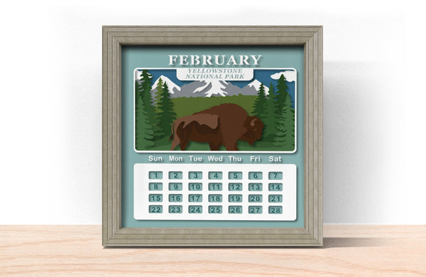 2026 NATIONAL PARK CALENDAR SHADOW BOX BUNDLE Svg - Cricut Files, Cardstock Svg, Silhouette Files - HelloCrafterSvg