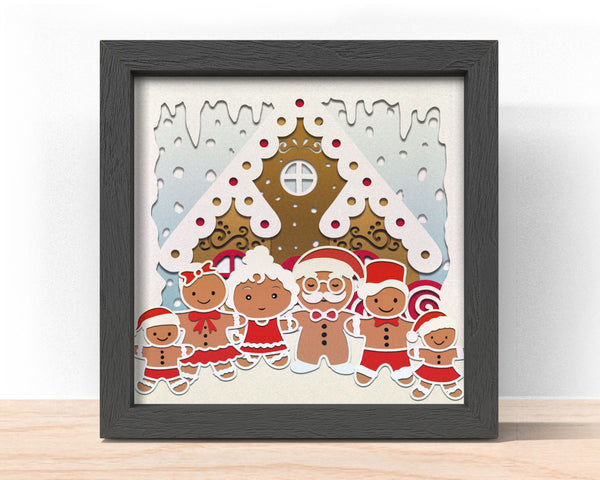 3D CUSTOMISABLE GINGERBREAD FAMILY WITH ALL MEMBER Svg - CHRISTMAS Shadow Box Svg