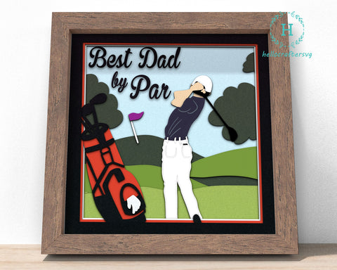 3D golf dad Svg, FATHER'S DAY Shadow Box Svg 