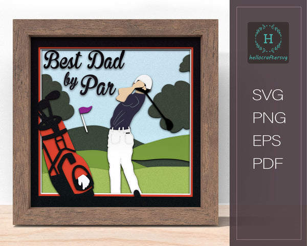 3D golf dad Svg,sports dad  Shadow Box Svg 