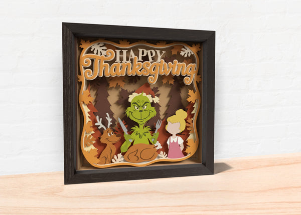 3d grinch thanksgiving SVG, Thanksgiving Shadow Box Svg