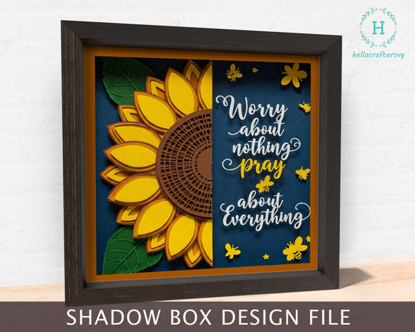 3d Worry About Nothing Sunflower Svg, Sunflower Shadow Box Svg