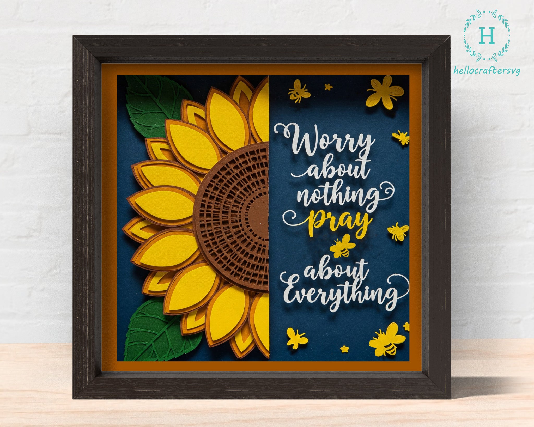 3d Worry About Nothing Sunflower Svg, Sunflower Shadow Box Svg