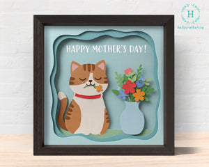 3d cat mom Svg, MOTHER'S DAY Shadow Box Svg