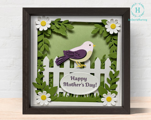3d bird mom Svg, MOTHER'S DAY Shadow Box Svg