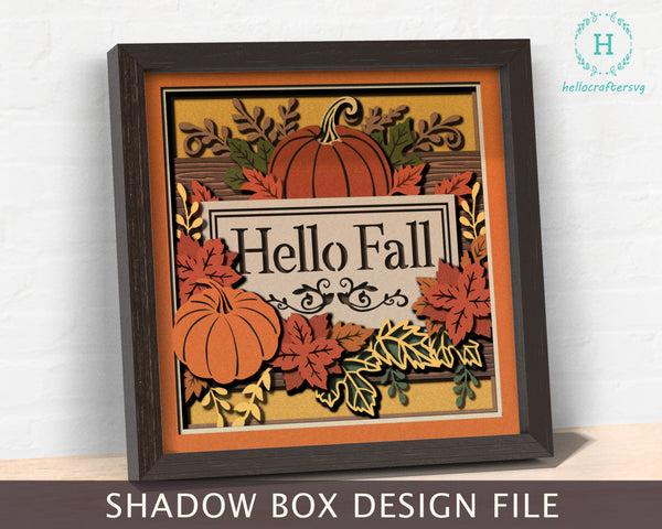 3D HELLO FALL PUMPKIN Shadow Box Svg