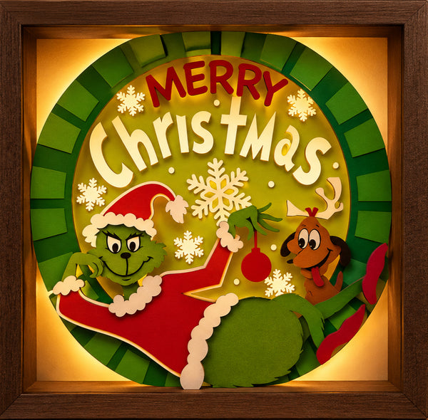 3D CHRISTMAS GRINCH SET SHADOW BOX SVG