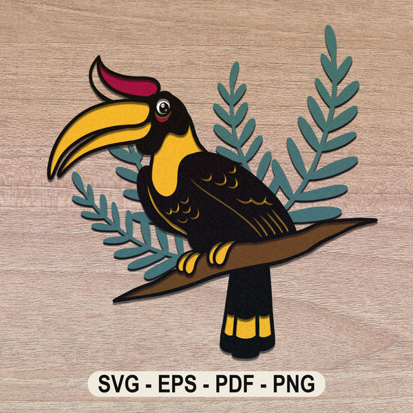 3d HORNBILL Svg, LAYERED HORNBILL Svg